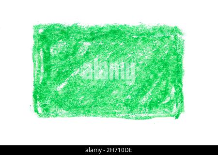 green rectangle drawn with oil pencil isolated on white background. High quality photo Stock Photo