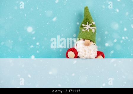 Cute Little Elf Santa Claus Gifts Red Background Stock Photo by ©serezniy  519078730