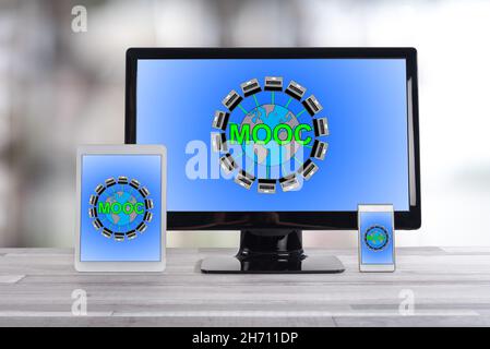 Mooc concept shown on different information technology devices Stock Photo