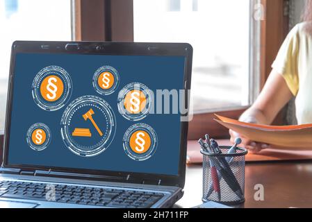 Laptop screen displaying a justice concept Stock Photo