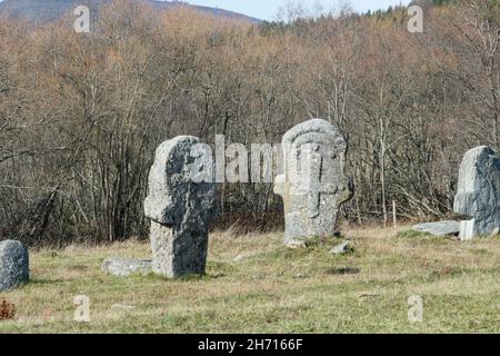 Nekropola sa stećcima Maculje: Graveyard with medieaval monumental tombstones (Rostovo, Novi Travnik, Bosnia and Herzegovina), world cultural heritage Stock Photo