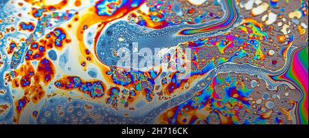 Abstract multicolor psychedelic background Closeup Soap bubble background Stock Photo