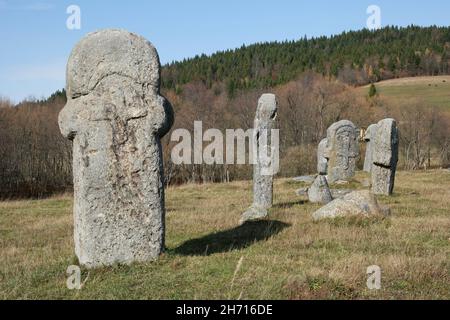 Nekropola sa stećcima Maculje: Graveyard with medieaval monumental tombstones (Rostovo, Novi Travnik, Bosnia and Herzegovina), world cultural heritage Stock Photo