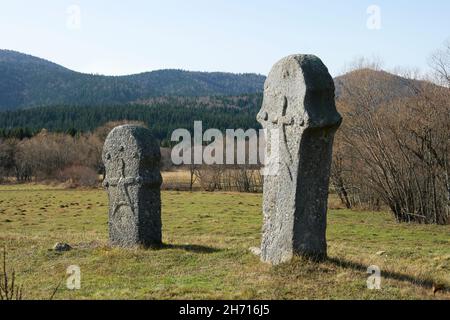 Nekropola sa stećcima Maculje: Graveyard with medieaval monumental tombstones (Rostovo, Novi Travnik, Bosnia and Herzegovina), world cultural heritage Stock Photo