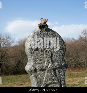 Nekropola sa stećcima Maculje: Graveyard with medieaval monumental tombstones (Rostovo, Novi Travnik, Bosnia and Herzegovina), world cultural heritage Stock Photo