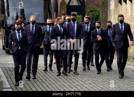 Rangers players attend the memorial service at Glasgow Cathedral. On the 26th October 2021 it was announced that former Scotland, Rangers and Everton manager Walter Smith had died aged 73. Picture date: Friday November 19, 2021. Stock Photo