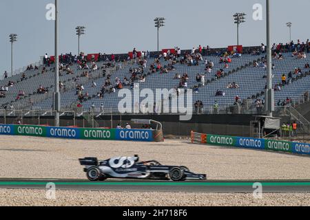 Empty grandstands, with cars running during the Formula 1 Ooredoo Qatar Grand Prix 2021, 20th round of the 2021 FIA Formula One World Championship from November 19 to 21, 2021 on the Losail International Circuit, in Lusail, Qatar - Photo Florent Gooden / DPPI Stock Photo