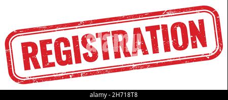 REGISTRATION text on red grungy rectangle stamp. Stock Photo