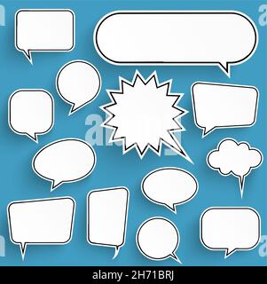 eos vector illustration collection of white speech bubbles with shadow looking like stickers on colored background Stock Vector