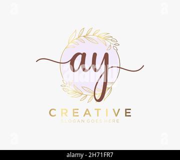 AY feminine logo. Usable for Nature, Salon, Spa, Cosmetic and Beauty Logos. Flat Vector Logo Design Template Element. Stock Vector
