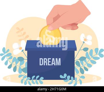 Saving money for dream 2D vector isolated illustration Stock Vector