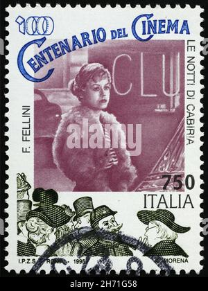 Italian film maker Federico Fellini celebrated on postage stamp Stock Photo