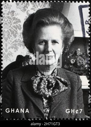 Prime minister Margaret Thatcher on postage stamp Stock Photo