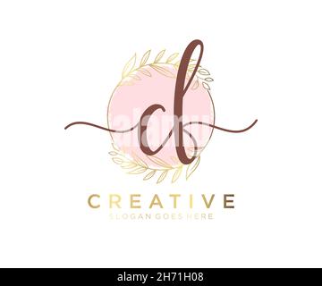 CF feminine logo. Usable for Nature, Salon, Spa, Cosmetic and Beauty Logos. Flat Vector Logo Design Template Element. Stock Vector