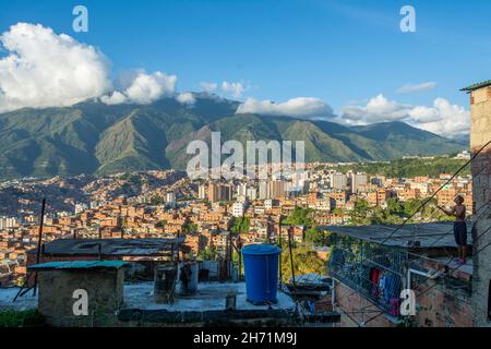 Petare neighborhood in Caracas, is one of the largest and most dangerous in Latin America. Capital of the municipality of Sucre in the state of Mirand Stock Photo