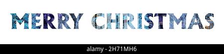 Merry Christmas Greetings Words. Text isolated on white background. Illuminated element for festive christmas design Stock Photo