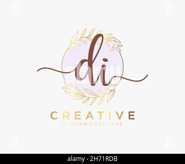 DI feminine logo. Usable for Nature, Salon, Spa, Cosmetic and Beauty Logos. Flat Vector Logo Design Template Element. Stock Vector