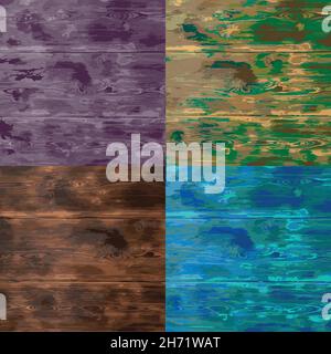 four creative colored wooden textures. vector illustration. Stock Vector