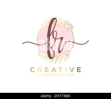 FR feminine logo. Usable for Nature, Salon, Spa, Cosmetic and Beauty Logos. Flat Vector Logo Design Template Element. Stock Vector