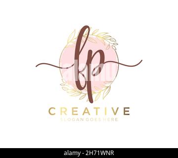 FP feminine logo. Usable for Nature, Salon, Spa, Cosmetic and Beauty Logos. Flat Vector Logo Design Template Element. Stock Vector