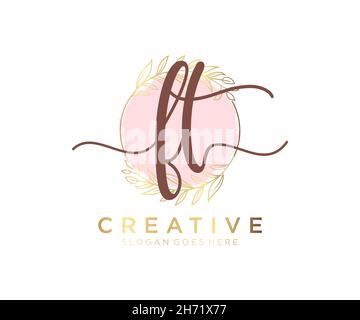FT feminine logo. Usable for Nature, Salon, Spa, Cosmetic and Beauty Logos. Flat Vector Logo Design Template Element. Stock Vector