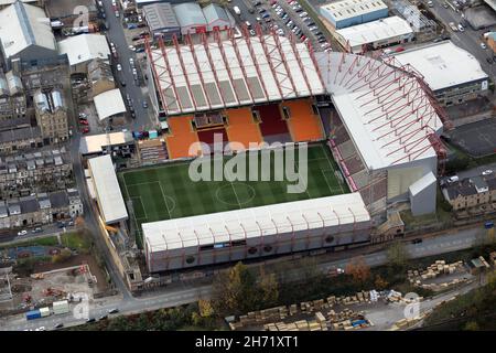 aerial view of Valley Parade, the home of Bradford City Football Club, West Yorkshire Stock Photo