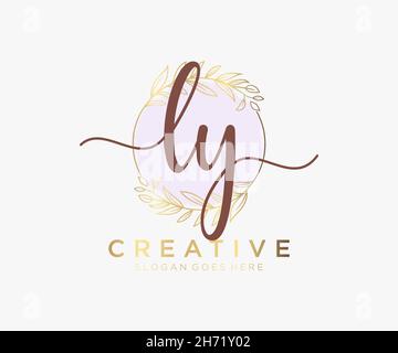 Initial LY feminine logo. Usable for Nature, Salon, Spa, Cosmetic