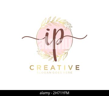 IP feminine logo. Usable for Nature, Salon, Spa, Cosmetic and Beauty Logos. Flat Vector Logo Design Template Element. Stock Vector