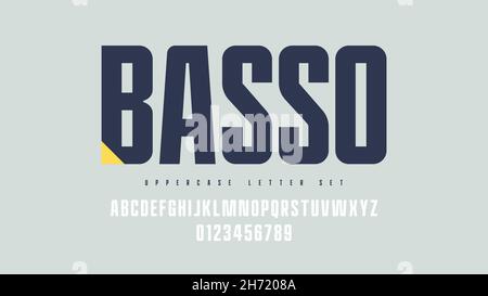 Vector condensed bold san serif font, uppercase letter set, alphabet, typography Stock Vector