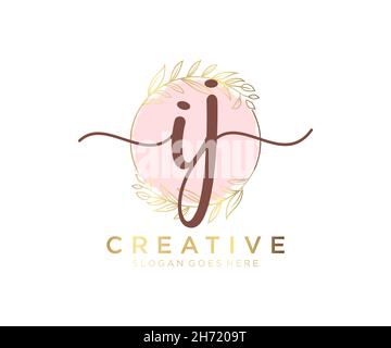 IJ feminine logo. Usable for Nature, Salon, Spa, Cosmetic and Beauty Logos. Flat Vector Logo Design Template Element. Stock Vector