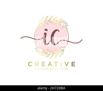 IC feminine logo. Usable for Nature, Salon, Spa, Cosmetic and Beauty Logos. Flat Vector Logo Design Template Element. Stock Vector