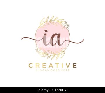 IA feminine logo. Usable for Nature, Salon, Spa, Cosmetic and Beauty Logos. Flat Vector Logo Design Template Element. Stock Vector