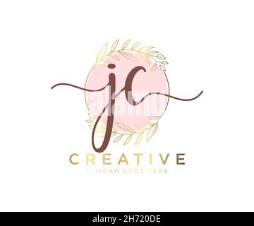 JC feminine logo. Usable for Nature, Salon, Spa, Cosmetic and Beauty Logos. Flat Vector Logo Design Template Element. Stock Vector