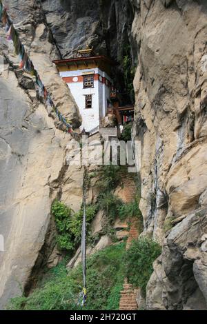 buddhist temple and monastery (taktshang) closed to paro in bhutan ...