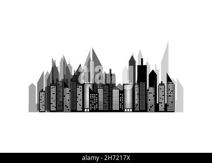 The silhouette of the city in a flat style. Urban cityscape. Vector illustration. Stock Vector
