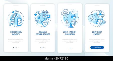 Nuclear power pros onboarding mobile app page screen Stock Vector