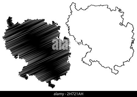 Vidisha district (Madhya Pradesh State, Bhopal division, Republic of India) map vector illustration, scribble sketch Vidisha map Stock Vector