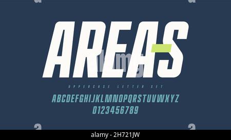 Vector condensed narrow bold san serif font, uppercase letter set, alphabet, typography Stock Vector