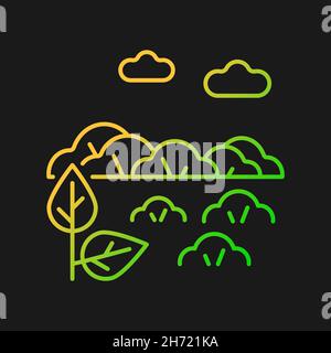 Shrubland gradient vector icon for dark theme Stock Vector