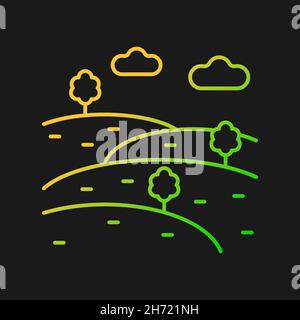Hills gradient vector icon for dark theme Stock Vector