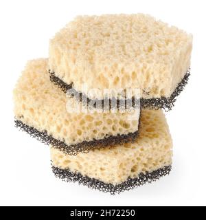 Isolated objects: group of dishwashing sponges, on white background Stock Photo