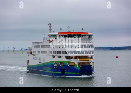 Wightlink car ferry Victoria of Wight arriving in Portsmouth Stock Photo