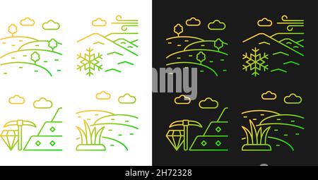 Land diversity gradient icons set for dark and light mode Stock Vector