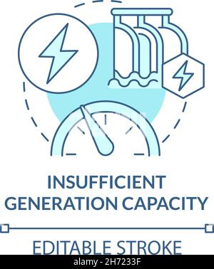 Insufficient generation capacity blue concept icon Stock Vector