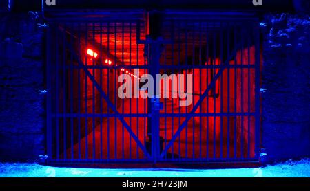 colorful illuminated steel gate Stock Photo