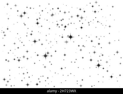 Fireworks star random source stream.  Falling Star. Stars on a white background. Stock Vector