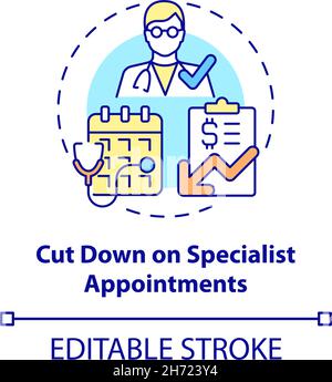 Cut down on specialist appointments concept icon Stock Vector