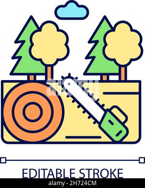 Working forest RGB color icon Stock Vector