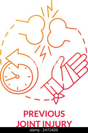 Previous joint injury red gradient concept icon Stock Vector