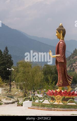 A statue of Buddha in the Ludrong Memorial Garden in Thimphu, the capitol of Bhutan. Stock Photo